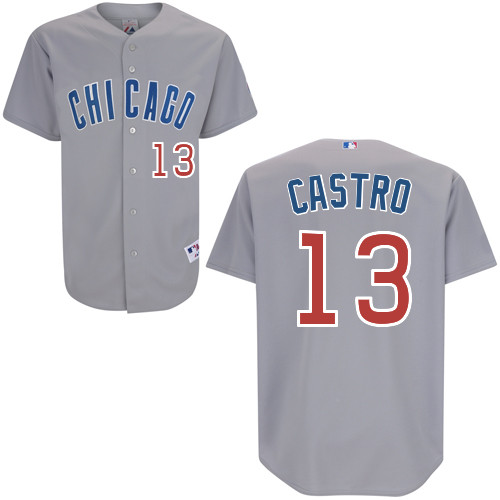 Starlin Castro #13 MLB Jersey-Chicago Cubs Men's Authentic Road Gray Baseball Jersey